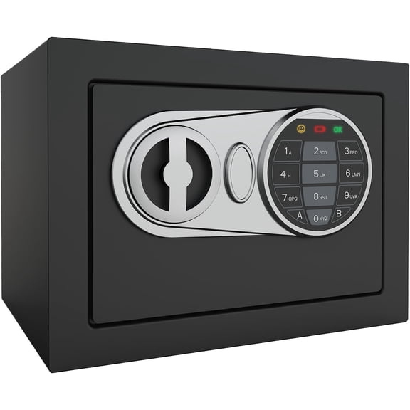 Small Safe Box for , Digital Mini Safe Box with &Code for and , Safes for Personal Items, 6.69"D x 9.05"W x 6.69"H, 0.236 Cu.Ft.