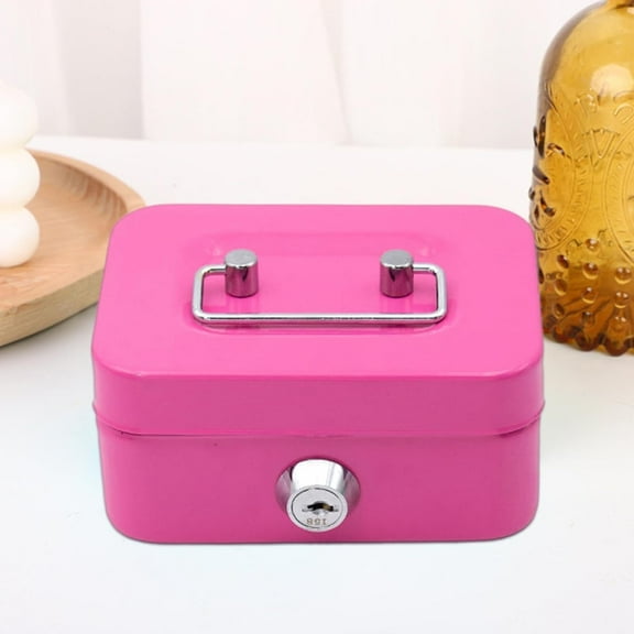 Small Safe with Key, Portable Safe Metal Money Box, Small Money Box, Cash Box With Lock And Slot, Metal Cash BoxKey Lock Security Box, Metal Cash Box Money Bank For Daily S Coin Collection, Black