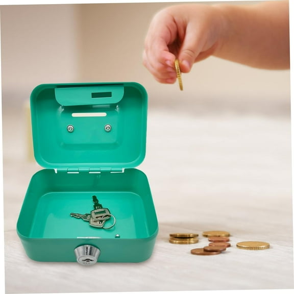 Small Safe with Key, Portable Safe Metal Money Box, Small Money Box, Cash Box With Lock And Slot, Metal Cash BoxKey Lock Security Box, Metal Cash Box Money Bank For Daily S Coin Collection, Green