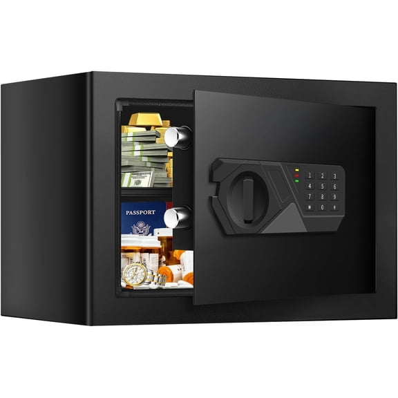 Small Safe for Use, Digital Safe Box with Combination Lock, Removable Shelf and Spare , Anti- Steel Document Safes for Valuable, , 12.2" W x 7.87" D x 7.87" H