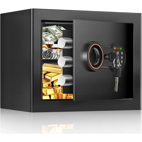 Small Safe for Home or Dorm, 9.84 H, 1.0 Cubic Foot, Alarm, LED Light, Wall or Floor Mountable Bestseling