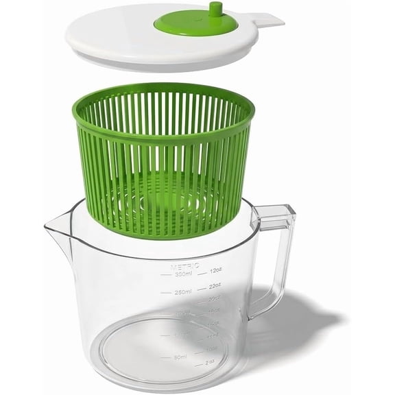 Small Salad Spinner Mini Lettuce Spinner and Dryer with Measuring Cup Bowl Compact Veggie & Fruit Washer, Salad Dryer Spinner Dishwasher Safe, BPA-Free