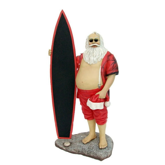 Small Santa Claus With Surfboard Christmas Statue