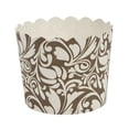 thumbnail image 1 of Small Scalloped Dark Brown Floral Print Baking Cups, 2" Dia. x 1.75" High, Pack of 20, 1 of 1