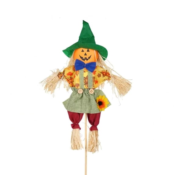 Small Scarecrow Halloween Decoration, Fall Standing Harvest Figure, Spooky Garden Yard Porch Decor, Thanksgiving Home Display Prop