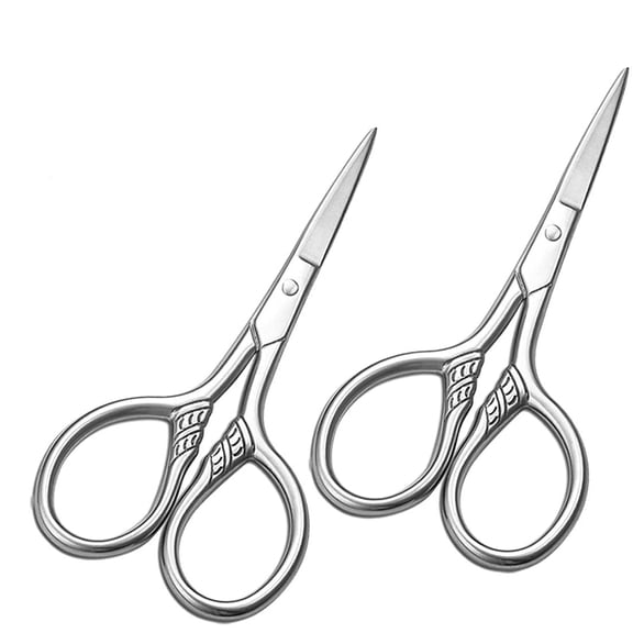 Small Scissors  Stainless Steel Facial Hair Grooming Beauty Tool for Men  Mustache, Eyebrow, Eyelash, Nose, Ear, Beard Trimming 2 pack