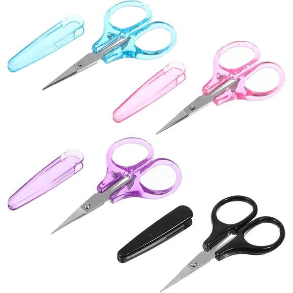 Small Scissors with Cover, 4 Pack 3.5" TSA Approved Scissors, Small Scissor for Sewing (4 Colors)