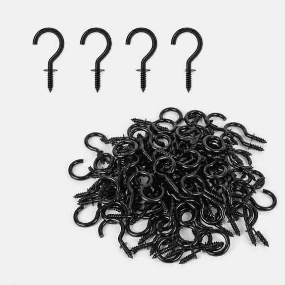 Small Screw Hooks, Mini Metal Twist in Hooks, Black
