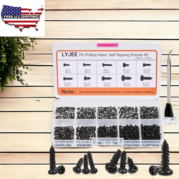 Small Screws Assortment Kit, 1000Pcs Miniature Phillips Replacement Screws For G
