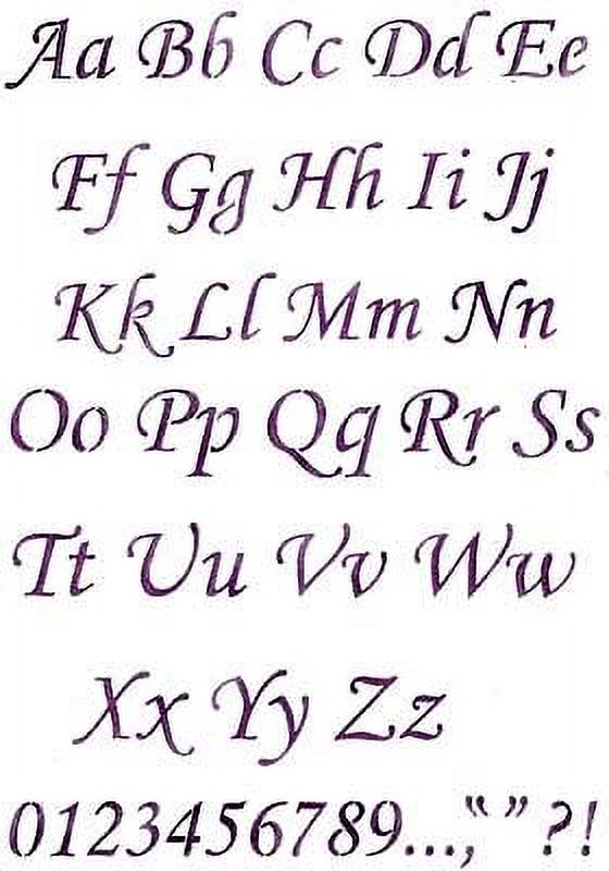 Small Script Alphabet and Numbers Wall Stencil -E138S by Designer Stencils