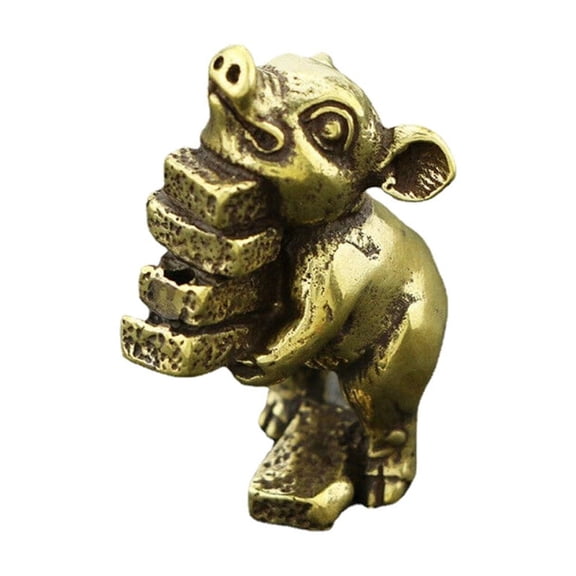 Small Sculpture Gifts Tabletop Figurine Brass Pig Animal Statue