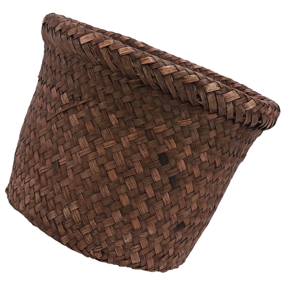 Raindrops Seagrass Woven Basket for Storage Use Brown Simple Design Multipurpose 12.5 x 8 x 9 inches