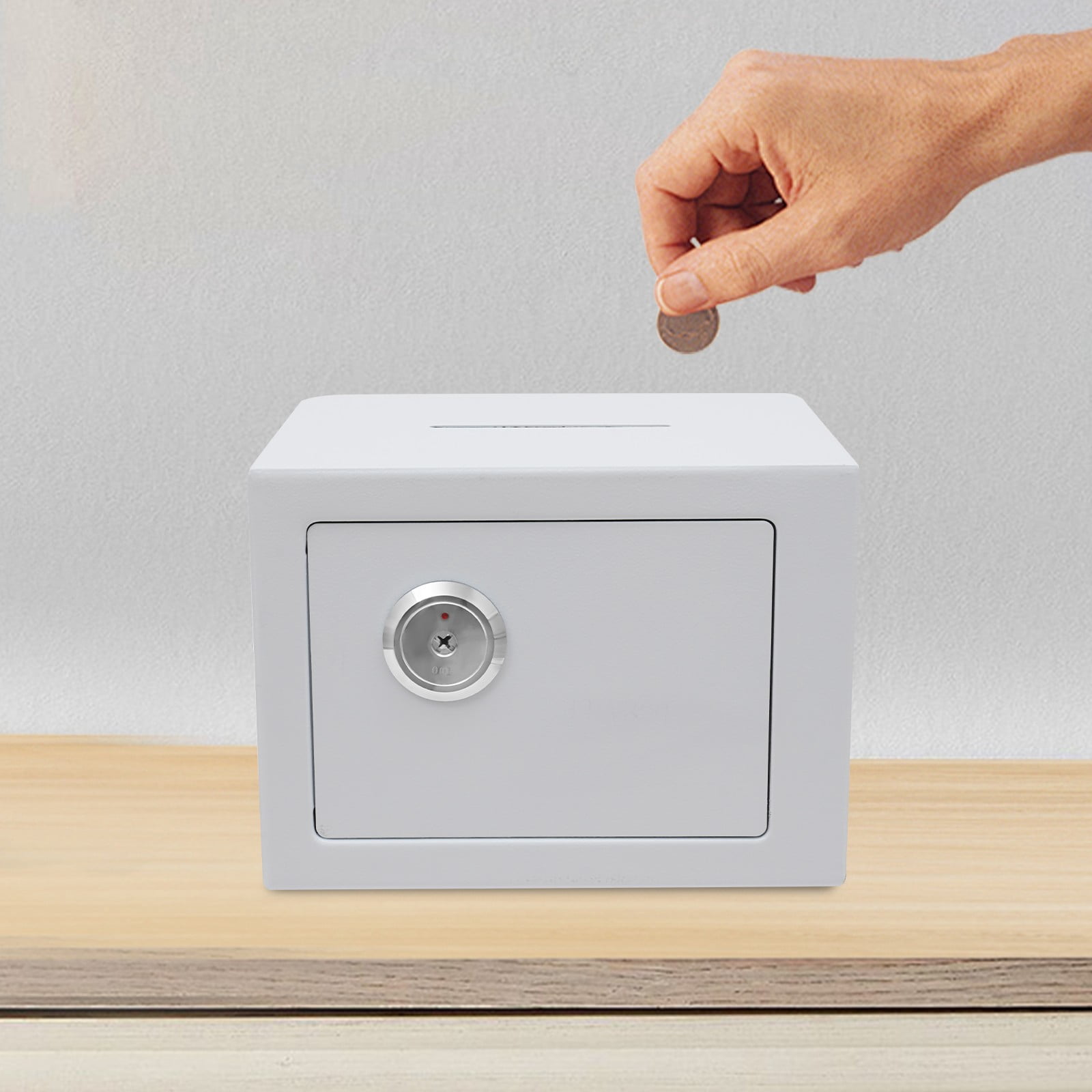 Small Security Box Safe Chest Key Lock Money Cash Jewelry 9*6.7*6.7in for Home & Office