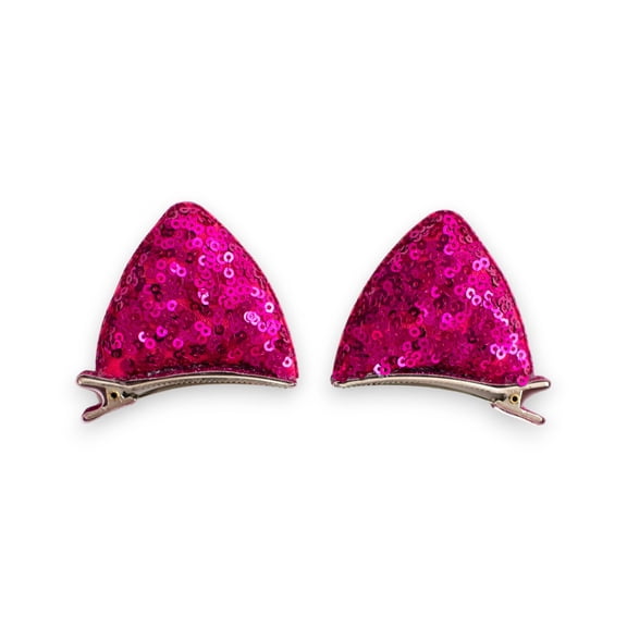 Small Sequin Cat Ears Hair Clips for Girls - 1 Pair - Summer Crystal