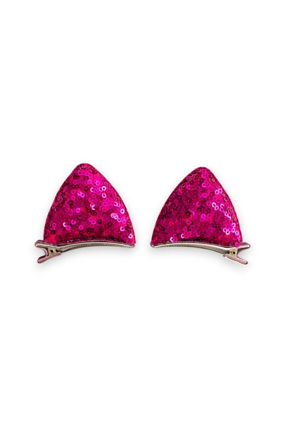 Small Sequin Cat Ears Hair Clips for Girls - 1 Pair - Summer Crystal