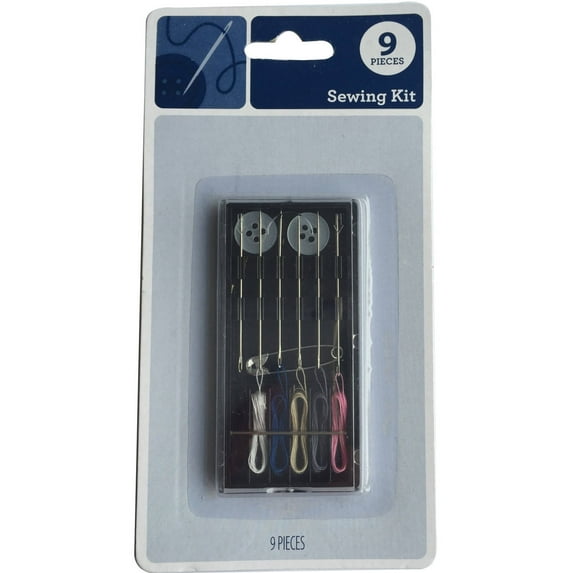 Small Sewing Travel Kit, 9 Piece notions in one black case