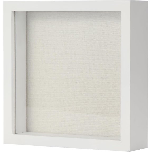 Small Shadow Box Frame 6 x 6 Shadowbox Display Case Wooden Picture Frame with Glass Pet Memorabilia Medals Photos for Wall and Tabletop - White