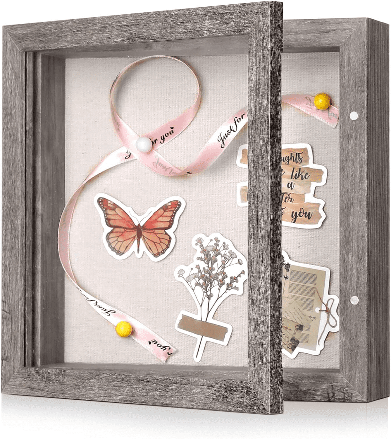 Small Shadow Box Frame with Linen Back - Sturdy Memory Display Case of ...