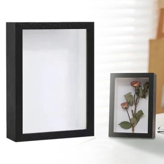 Small Shadow Box Picture Frame with Deep Wood Memory Box Display case for Flowers,Ticket,Memorabilia,Keepsake,Medal,Art and Photos Shadow Box