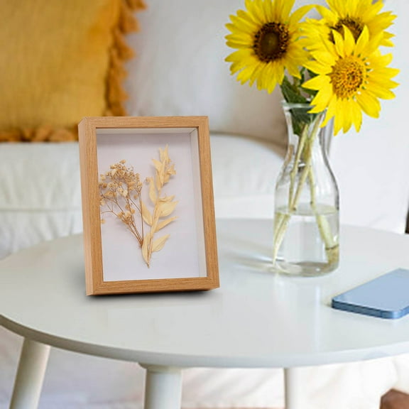 Small Shadow Box Picture Frame with HD Plexiglass Deep Wood Memory Box Display case for Flowers,Ticket,Memorabilia,Keepsake,Medal,Art and Photos