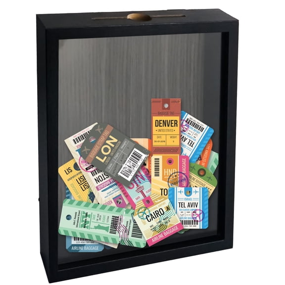 Small Shadow Box Seashell Collection  8x10 Top Loading Display Case Frame with Slot, Movie Travel Sporting Events Concert Ticket Stubs Drink Beer Caps Memory Keepsake Box