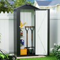 thumbnail image 1 of Small Shed Outdoor Storage 2.5X1.4 FT Galvanized Metal Garden Shed Waterproof with Lockable Door for Narrow Backyard, Patio, Garden, 1 of 7