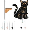 thumbnail image 1 of Small Shelf Cat Black Display Shelf Magical Boho Wooden Wall Mounted Hanging Rustic Holder Stand with 3 Pieces Crystals Stones for Wall Decor, 1 of 7
