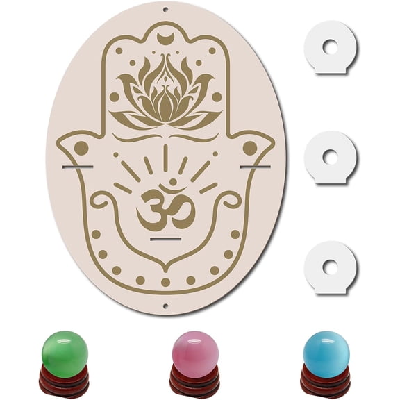 Small Shelf Display Hamsa Hand Lotus With Cat Eye Ball Wooden Holder Pendulum Floating Shelf Stuff