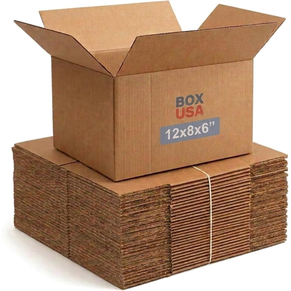 Small Shipping Boxes 12"L x 8"W 6"H (25-Pack) - Corrugated Cardboard Box for Moving, Mailing, Packing, Packaging and Storage