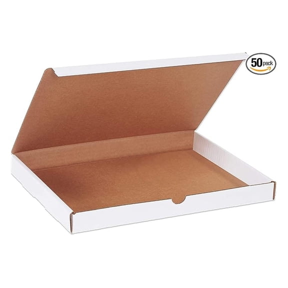 Small Shipping Boxes 13'L x 10'W x 1.25'H, 50-Pack | Foldable Corrugated Cardboard -Proof Box for Shipping, Packing, Moving and Storage