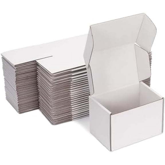 Small Shipping Boxes 6x4x4 Inch (25 Pack) - Sturdy White Corrugated Cardboard Boxes for Small Business, Ecommerce, Mailing & Packaging | Recyclable Gift & Storage Boxes