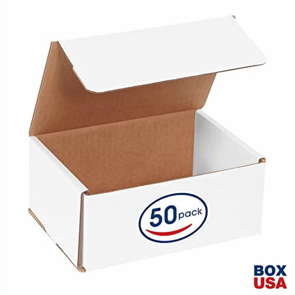 Small Shipping Boxes 7" x 5" x 3", 50-Pack, Bulk - White Box Mailer for Packaging, or Small Business Mailing 7x5x3