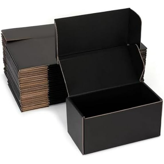 Small Shipping Boxes 8x4x4 Inch (25 Pack) - Sturdy Black Corrugated Cardboard Boxes for Small Business, Ecommerce, Mailing & Packaging | Recyclable Gift & Storage Boxes