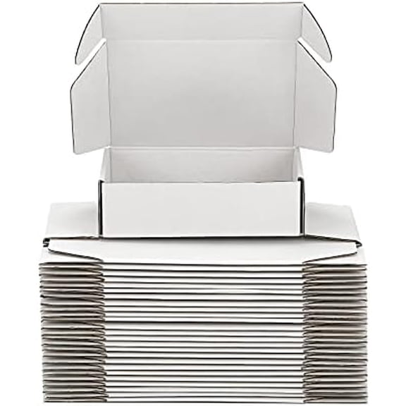 Small Shipping Boxes 8x6x4 Inch (25 Pack) - Sturdy White Corrugated Cardboard Boxes for Small Business, Ecommerce, Mailing & Packaging | Recyclable Gift & Storage Boxes
