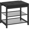 thumbnail image 1 of Small Shoe Bench, 3-Tier Shoe Rack, Shoe Storage Bench with PU Seat Cushion, Entryway Shoe Rack Bench with Metal Mesh Shelves, Freestanding Shoe Organizer for Hallway, Black BB33HX01, 1 of 9
