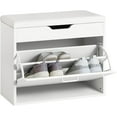 Small Shoe Bench, Narrow Shoe Cabinet with Folding Padded Seat, Small ...