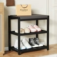 thumbnail image 1 of Small Shoe Bench Shoe Rack Storage Bench Entryway Bench Shoe Shelf with Seat Cushion, Stable Shoe Organizer for Entryway, Living Room, Bench Seat Holds Up to 300 lb, (17"x 10"x 16", L x W x H), 1 of 18