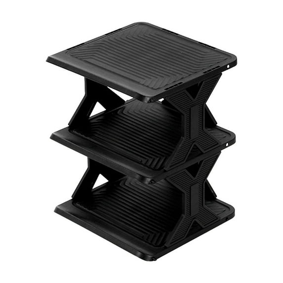 Small Shoe Rack | Multi-Layer Plastic Storage Cabinet | Black Easy Install Removable Washable | 27x26x16.5cm Compact Size for Home Organization