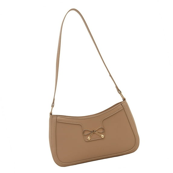 Small Shoulder Bag For Women Bows Design Retro Styles PU Leather Handbag Underarm Purse For Daily Use And Casual Travel