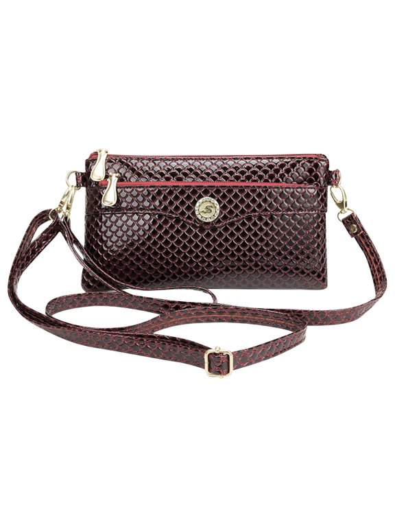 Small Shoulder Bag For Women Glossy Scale Pattern Crossbody Clutch Bag Multi-Pocket Phone Purse With Adjustable Strap Cute Crossbody Bag For Storing Phones Fashionable Key Bag