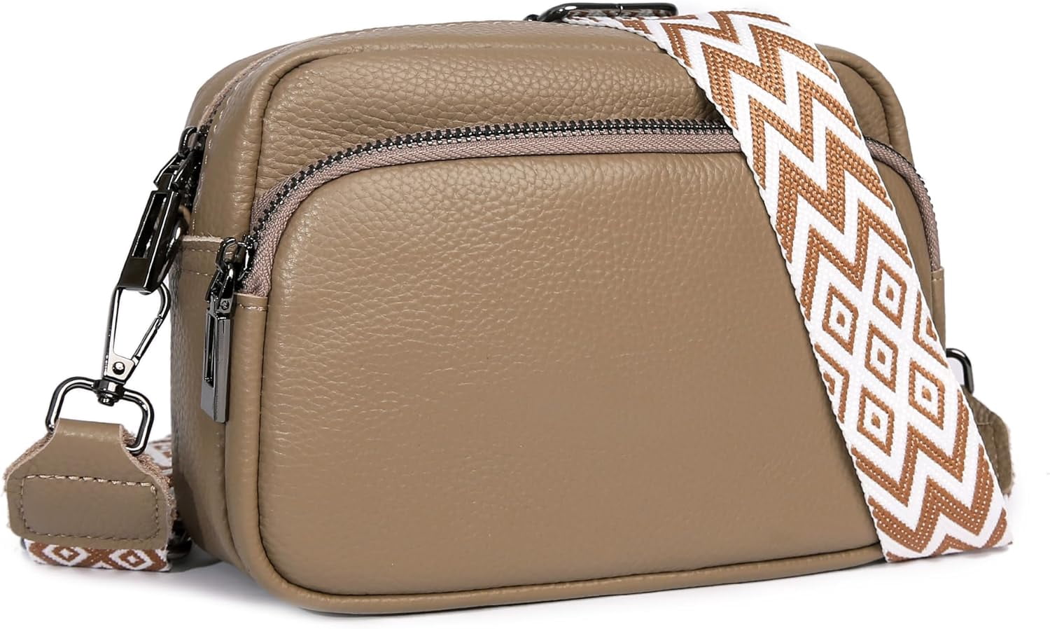 Small Shoulder Crossbody Bag for Women Vegan Leather Handbag Purse Triple Zip Wallet Purse Trendy Bag