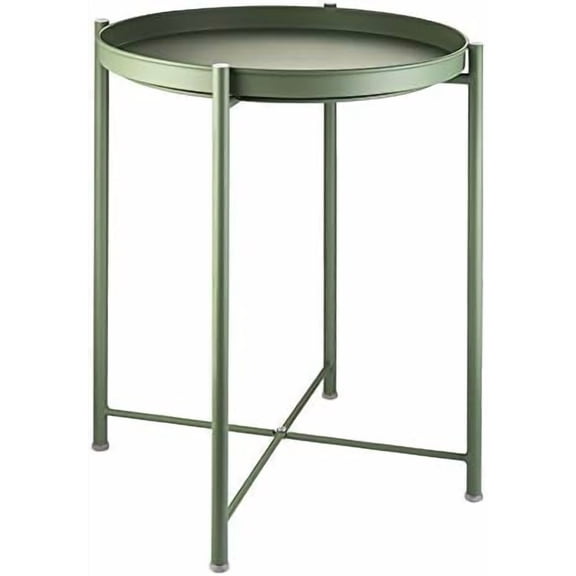 Small Side End Table - Metal Side Table Waterproof Small Sofa Coffee Side Tables Bedroom Indoor Outdoor with Removable Tray for Living Room Bedroom Balcony and Office