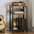thumbnail image 1 of Small Side Table, 3 Tier Moveable Small End Table, Record Player Stand with Records Shelf, Tall Nightstand for Bedroom, Living Room, Sofa, Office, Bathroom (Vintage Brown), 1 of 8