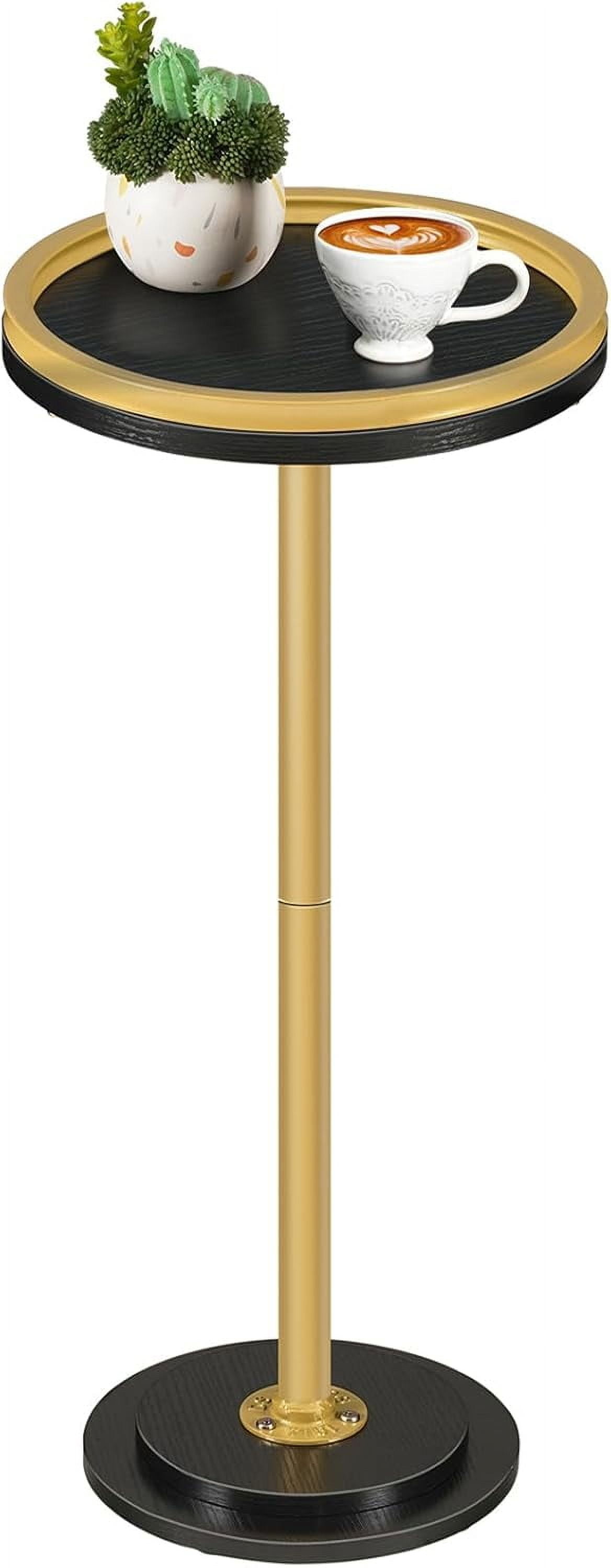 Small Side Table With Phone Slot - Pedestal End Table For Living Room, Bedroom, Couch Side, Office