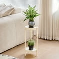 thumbnail image 1 of Small Side Table Iron Frame Plastic Top Sofa Corner Table Modern Concise Design for Living Room Bedroom 90x21cm Two Tier Storage White, 1 of 5