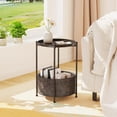 thumbnail image 1 of Small Side Table, Mini Round End Table, Tray Table with Fabric Storage Basket, Modern Nightstand for Living Room, Bedroom, Patio, Small Space, Black, 1 of 5