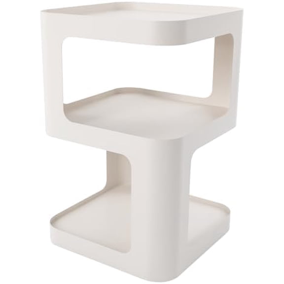 Small Side Table, Modern End Tables, White Metal Nightstand, Space-Saving Bedside Table with Storage Shelf, 3 Tier Night Stands, Couch Bed Side Furniture for Bedroom Living Room$$Furniture