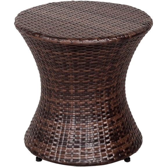 Small Side Table Patio Rattan End Table 20 Inch Hourglass Wicker Accent Tables Steel Frame Lightweight Brown Mesa Auxiliar pequea Mesa Auxiliar de ratn marrn