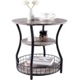 thumbnail image 1 of Small Side Table Round Accent End Table with Storage Shelves Basket, 3-Tier Corner Sofa Beside Table for Small Spaces,Nightstand for Living Room, Bedroom, Accent Coffee Table, Greige, 1 of 7