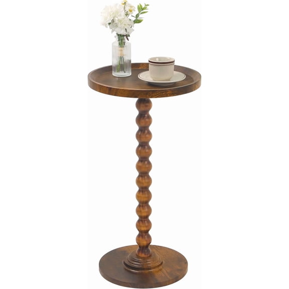 Small Side Table, Round End Table for Spaces, Drink Accent Nightstand Bedroom, Living Room, Corners, Office, Rustic Brown